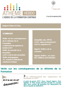 Veille sur less conséquences de la réforme formation
